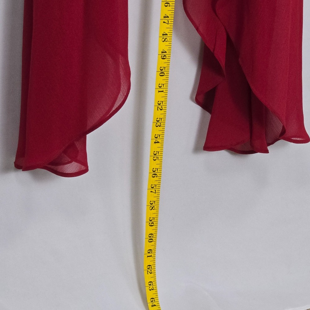 Banana Republic Red Ruffle V-Neck Handkerchief Hem HighLow Midi Dress 0 Cocktail - Picture 9 of 9